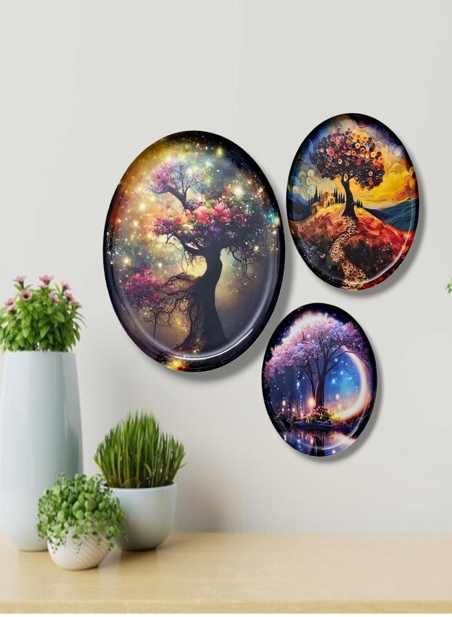 Noblenest 3 Pcs Madhubani Metal Wall Plates 12, 10, 8 Inch, Wall Decoration Items For Living Room, Bedroom, Office | Wall Decor, Gift Items, Wall Hanging Decorations (Tree of Life) - Image 1
